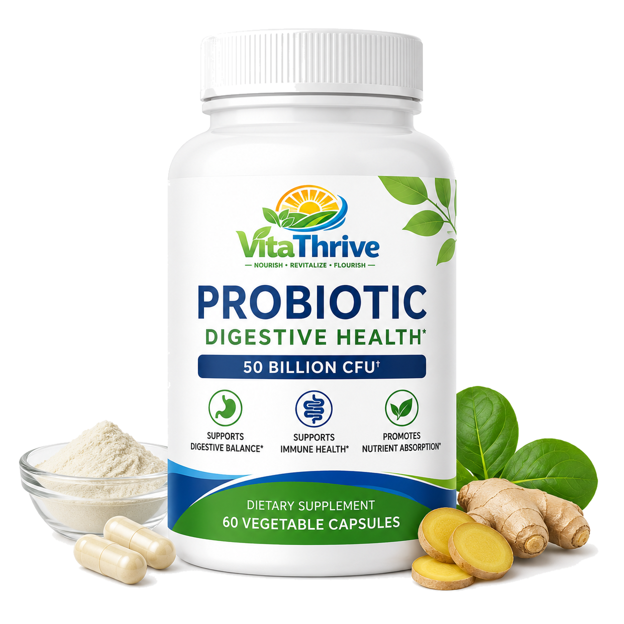 VitaThrive Probiotic digestive health bottle